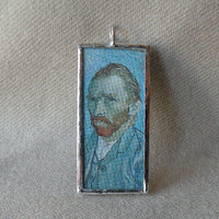 Vincent Van Gogh / Gustave Klimt, post-Impressionism, upcycled to hand soldered glass pendant
