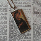 Virgin Mary, Renaissance Religious Art, Christianity, upcycled to soldered glass pendant