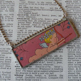 Cupid and Daffodils, vintage children's book illustration up-cycled to soldered glass pendant