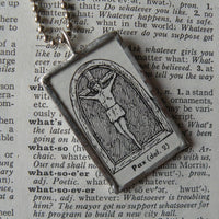Pax Cross,  Medieval Christianity, vintage dictionary illustration upcycled to soldered glass pendant