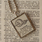 Cog Wheel, vintage dictionary illustration up-cycled to soldered glass pendant