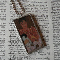 Pierre Bonnard, The Checked Blouse, Gustav Klimt, upcycled to soldered glass pendant