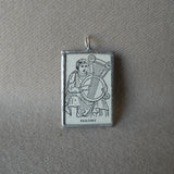 Psaltery, ancient greek, roman harp, vintage dictionary illustration, upcycled to soldered glass pendant
