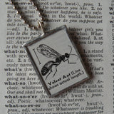 Velvet ant, vintage dictionary illustration, up-cycled to soldered glass pendant
