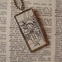 Fairy, Elf, Faeries, vintage children's book illustration up-cycled to soldered glass pendant