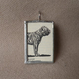Mastiff dog, vintage 1940s dictionary illustration, up-cycled to soldered glass pendant