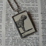 Mastiff dog, vintage 1940s dictionary illustration, up-cycled to soldered glass pendant