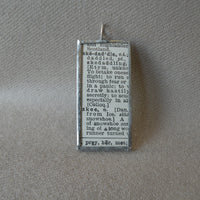 Vintage Skier, Skiing, Ski, 1940s dictionary illustration, upcycled to soldered glass pendant