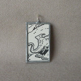 Boy with Kite, Elephant, vintage 1930s children's book illustrations up-cycled to soldered glass pendant
