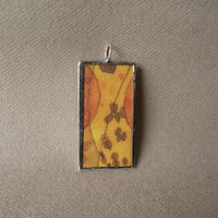 Klimt, art nouveau woman and flower paintings, upcycled to hand-soldered glass pendant