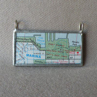 1Marina District, San Franicsco, California vintage map, upcycled to soldered glass pendant