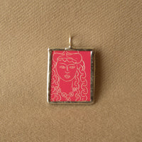 Henri Matisse, Dance, and female portrait, upcycled to soldered glass pendant