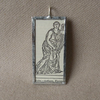 Niobe, Goddess, Roman, Greek Mythology, vintage dictionary illustration, hand soldered glass pendant, upcycled to soldered glass pendant