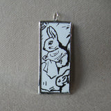 Peter Rabbit, original illustrations from vintage, children's classic book, up-cycled to soldered glass pendant