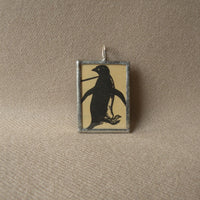 Mr. Popper's Penguins, vintage children's book illustrations, hand-soldered glass pendant