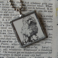 Poodle, vintage illustration, up-cycled to hand-soldered glass pendant