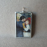 Renoir, Dancers, woman in straw hat, French impressionist paintings, hand soldered glass pendant