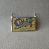 Rocky and Bullwinkle, original vintage comic book illustrations, upcycled to soldered glass pendant
