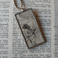 Roosevelt Bears, vintage children's book illustrations, up-cycled to soldered glass pendant