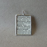 Shetland pony, vintage 1940s dictionary illustration, up-cycled to hand-soldered glass pendant