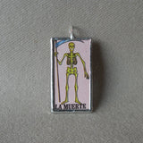 La Calavera, La Muerte, Mexican Loteria cards up-cycled to soldered glass pendant 4
