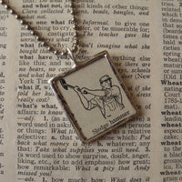 Sledgehammer, vintage 1930s dictionary illustration upcycled to soldered glass pendant