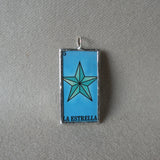 La Estrella star, La Escalera ladder, Mexican loteria cards up-cycled to soldered glass pendant 3