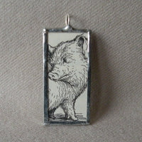 Charlotte's Web, original illustrations from 1970s vintage book, up-cycled to soldered glass pendant