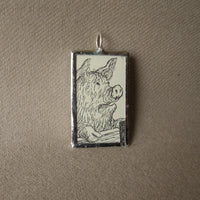 Charlotte's Web, original illustrations from 1970s vintage book, up-cycled to soldered glass pendant